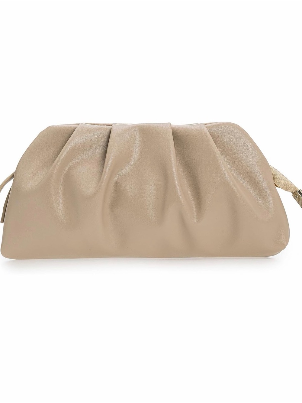 Soft Gathered Clutch Bag in Beige
